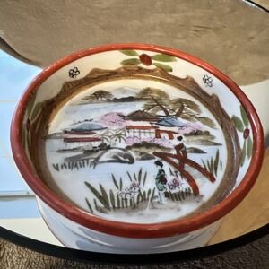 Royal Kaga‎ Nippon Trinket Tray 3" Geisha Girls Hand Painted